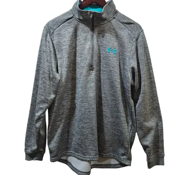 Under Armour ColdGear Fleece 1/2 Zip Gray Long Sleeve Pullover Size L - Picture 1 of 7